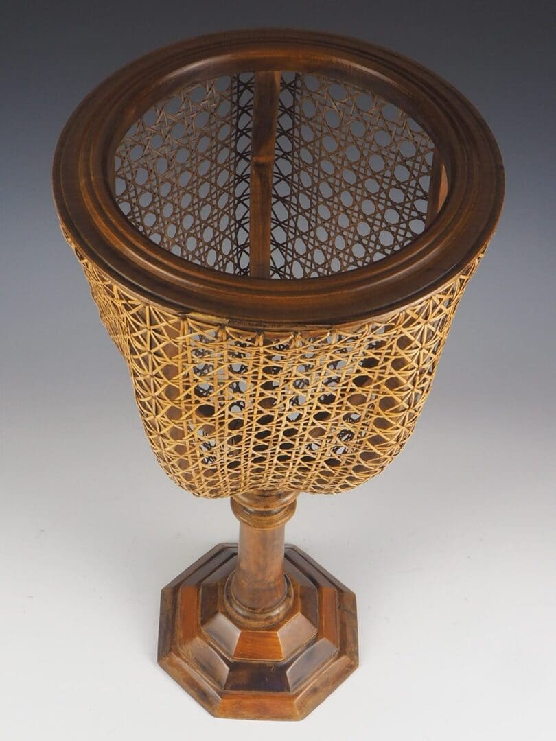 Beautiful Vintage Cane and Fruitwood Plant Stand