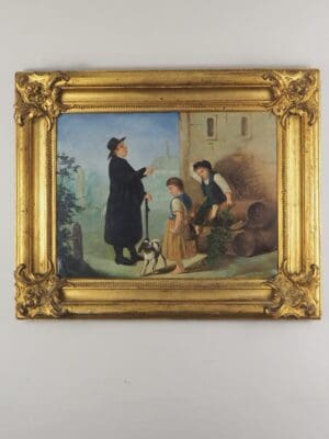 Antique Paintings -19th Century Oil Painting Lessons to be Learnt - Signed