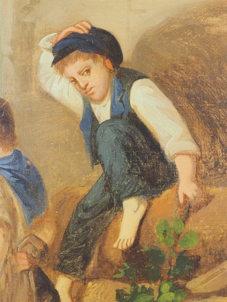 19th Century Oil Painting Lessons to be Learnt - Signed