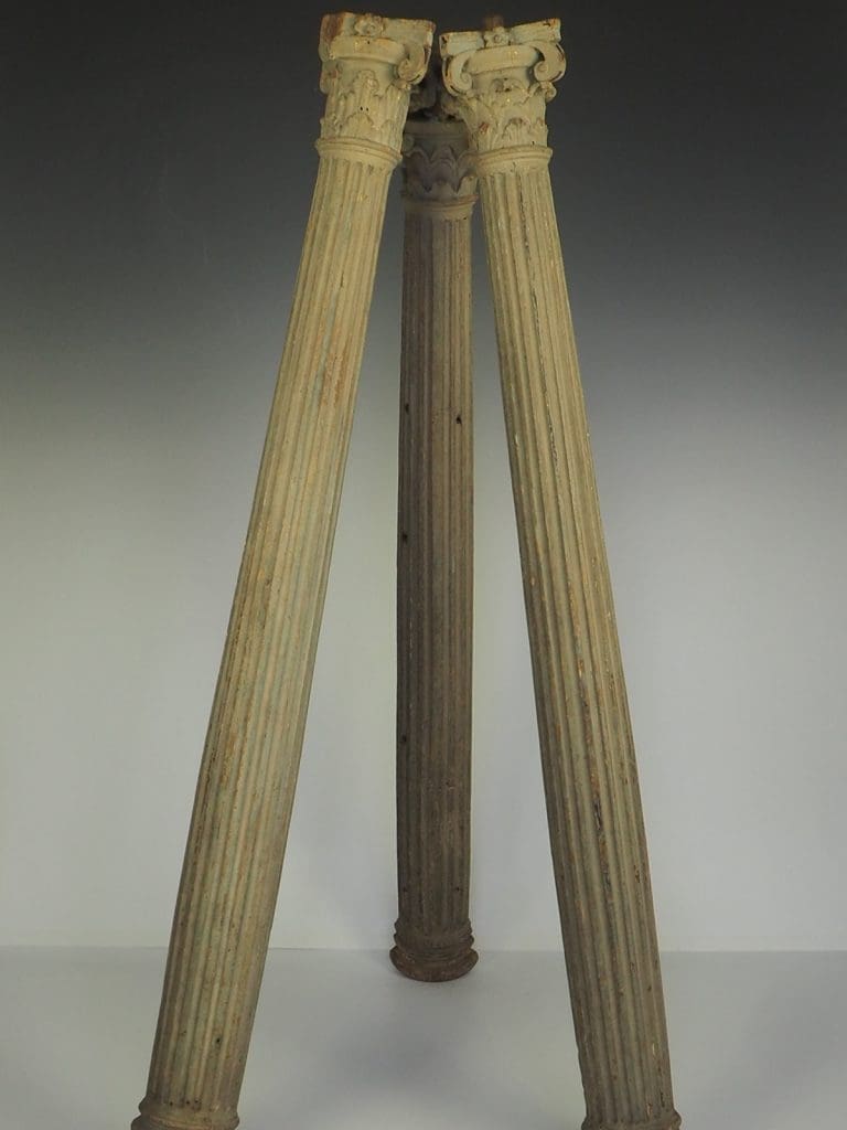 Antique Neoclassical Architectural Reclaimed Gesso Guiltwood Carved Collumns