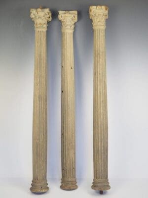 Antique Neoclassical Architectural Reclaimed Gesso Guiltwood Carved Collumns
