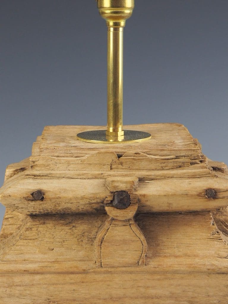 Unique Weathered Wood Aztec Temple Style Table Lamp