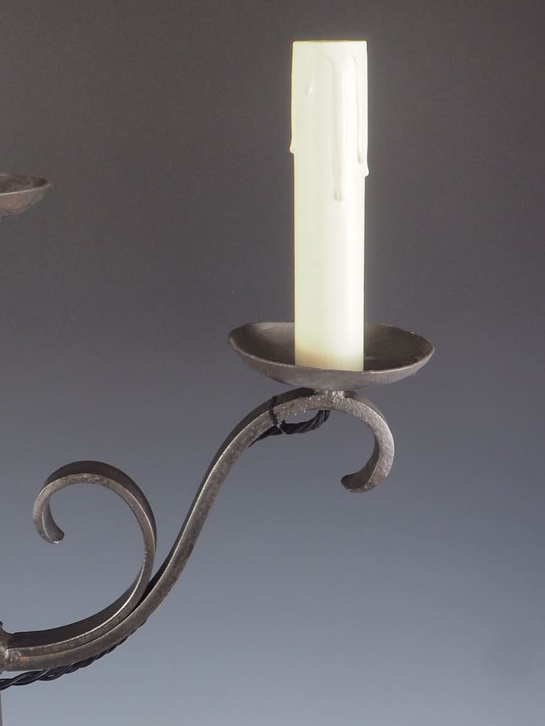 Antique Gothic Wrought Iron Standard Candelabra