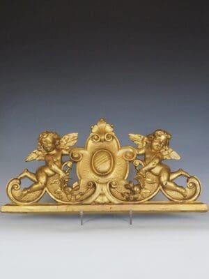 19th Century Italian Putti Giltwood Over Door Pediment