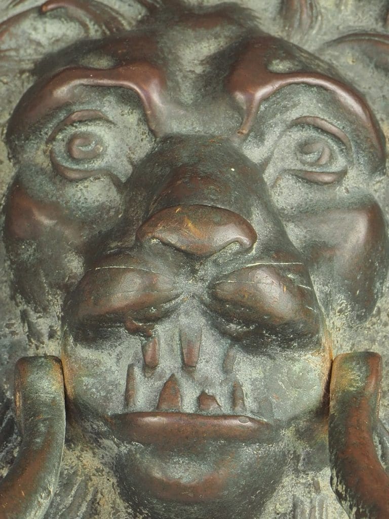 Genuine Antique Solid Bronze Lion Door Knocker