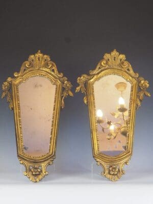 Antique Pair of 19th Century Italian Giltwood Mirrors