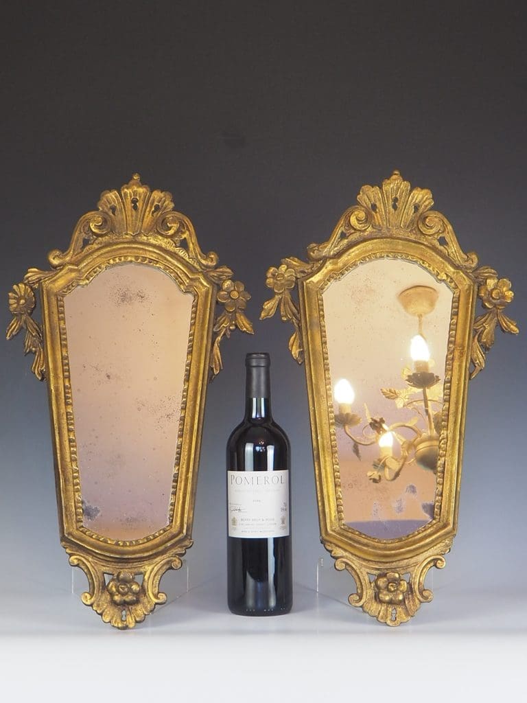 Antique Pair of 19th Century Italian Giltwood Mirrors