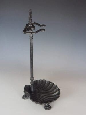 Antique Fireside Tool Stand | Cast Iron Georgian Clamshell