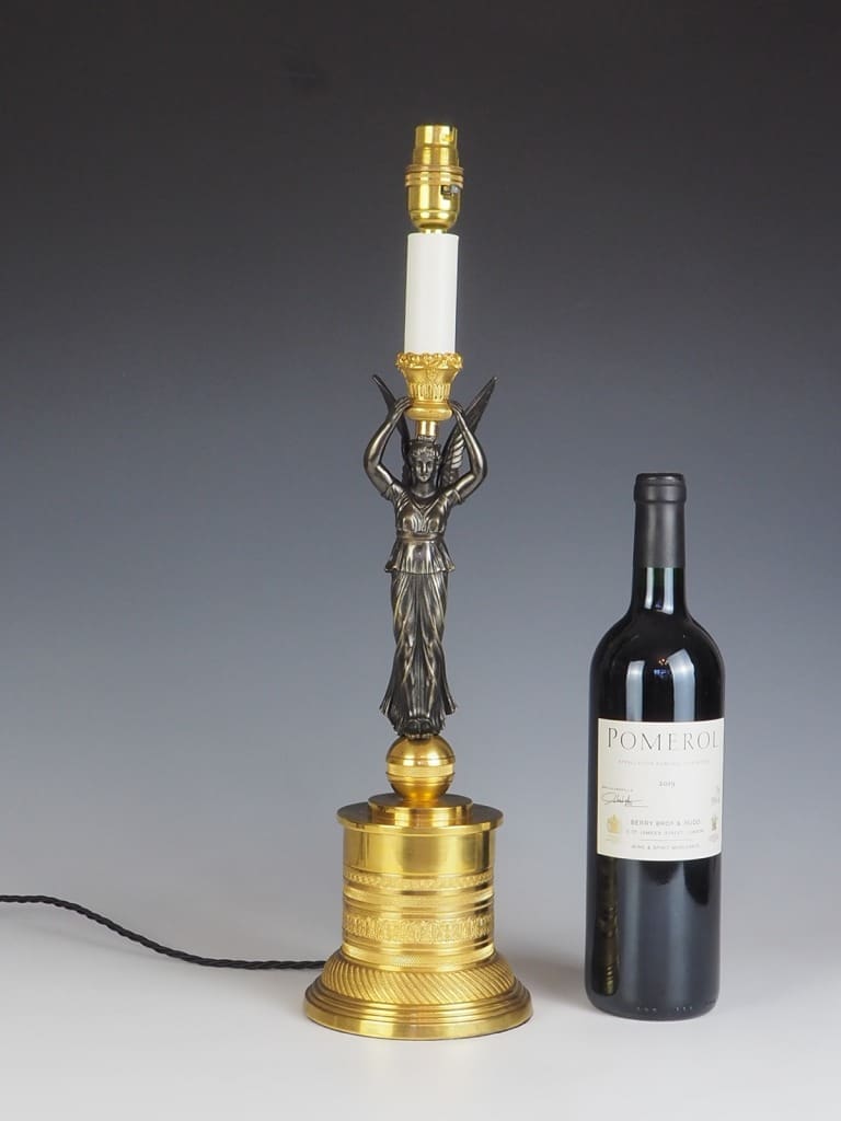 Vintage French Empire Bronze and Gilt Bronze Table Lamp