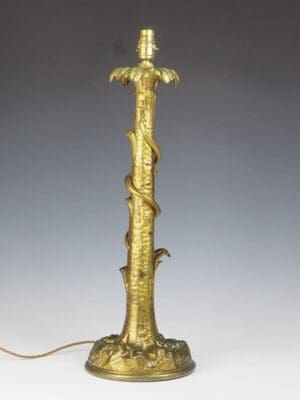 Impressive Gilt Laquared Tree with Serpent Snake Table Lamp 