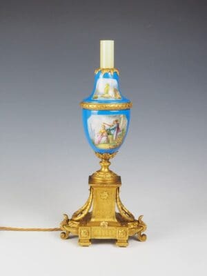 19th Century French Sevres Porcelain Celeste Ormulo Gilt Table Lamp