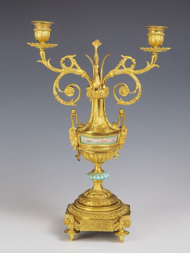 Antique Elegant Gilt Bronze Ormolu Candelabra