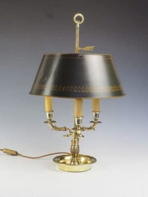 Antique French Louis XVI Ormolu and Tole Bouillotte lamp