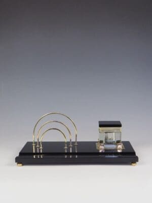 Elegant Art Deco Black & Gold Desk Tidy