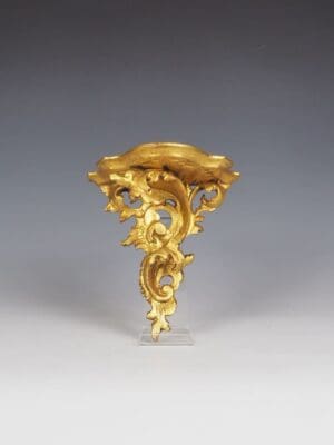 Italian Venetian Wall Shelf, Baroque Giltwood Carved Acanthus Leaves 8"