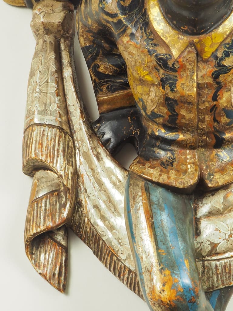 18th Century Carved Venetain Moro (Blackamoor) Giltwood Polychrome Wall Display Shelf