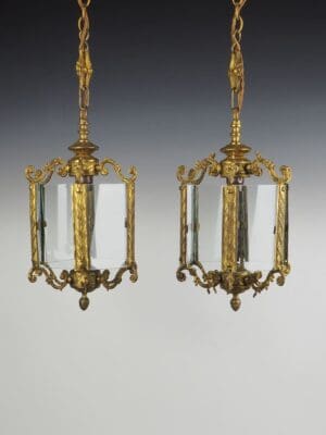 Pair of Vintage Gilt Ceiling Lanterns