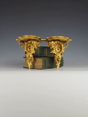 Italian Old Venetian Wall Shelves, Giltwood Carved Acanthus Leaves 6" (Pair)