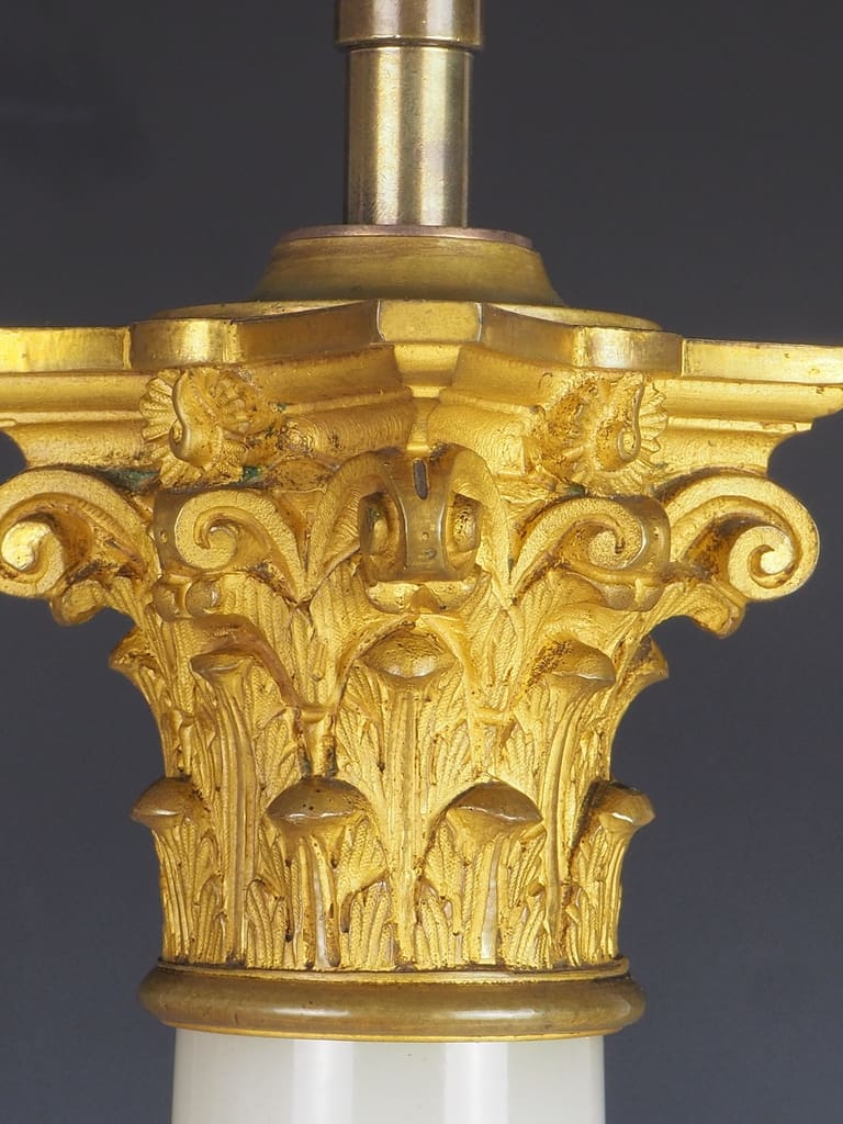 Antique White Marble Corinthian Table Lamp