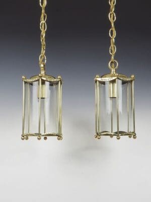 Antique Pair of Brass Ceiling Lanterns