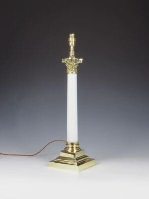 Antique Opaline Glass Column Table Lamp