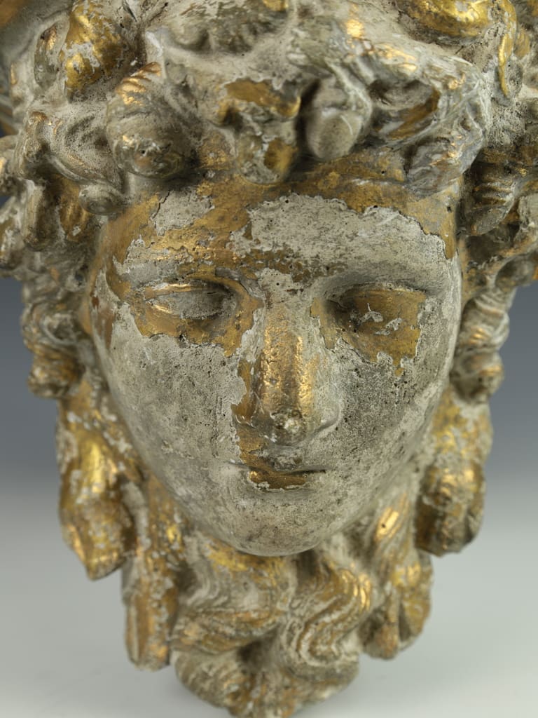 Vintage Decorative Gilt Cast Concrete Alexander the Great Display Shelf