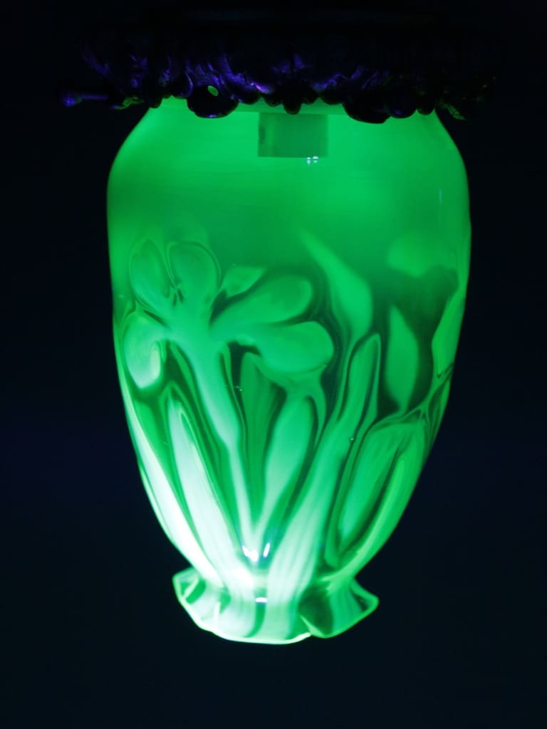 Art Nouveau John Walsh Walsh Vaseline Glass Pendant c1900