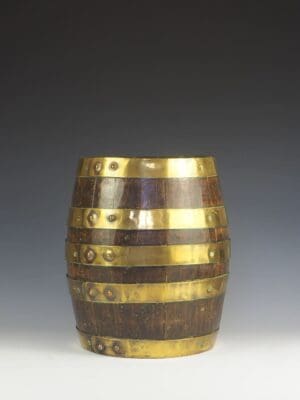 Antique 19th Century English Oak Barrel with Brass Bands