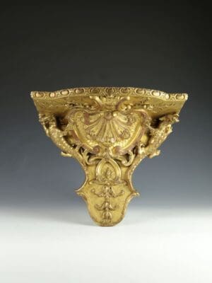 Exquisite Renaissance Revival Giltwood Griffin Bracket Shelf