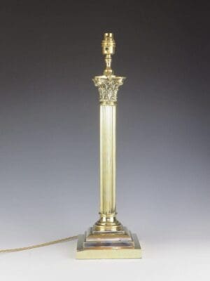 Antique 19th Century Brass Corinthian Table Lamp