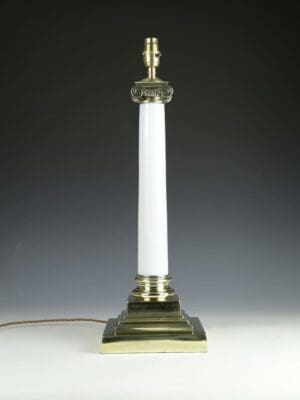 Antique Opaline White Ionic Column Table Lamp