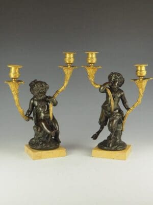 Antique Bronze and Ormolu Bacchanal figures Candelabras 1820s (Pair)