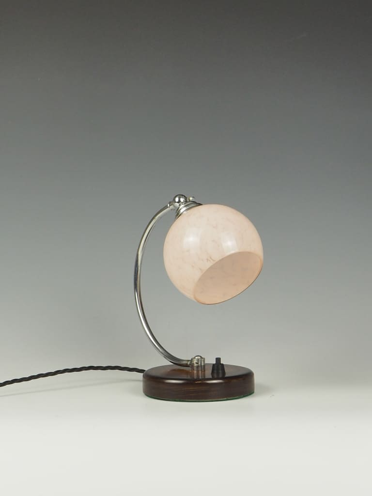 Art Deco Desk Table Lamp Pink Globe