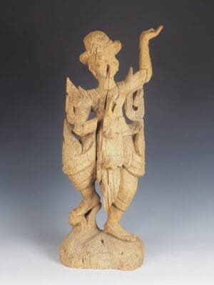 Antique Balinese Hand-Carved Sculpture of a Young Dancer