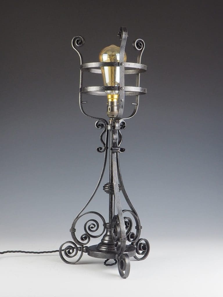 Arts & Crafts Wrought Iron Table Lamp