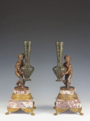 Pair of 19th Century French Cherub 'Putti' Flower Vases
