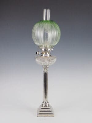 English Antique Hinks and Sons Sterling Silver Oil Lamp