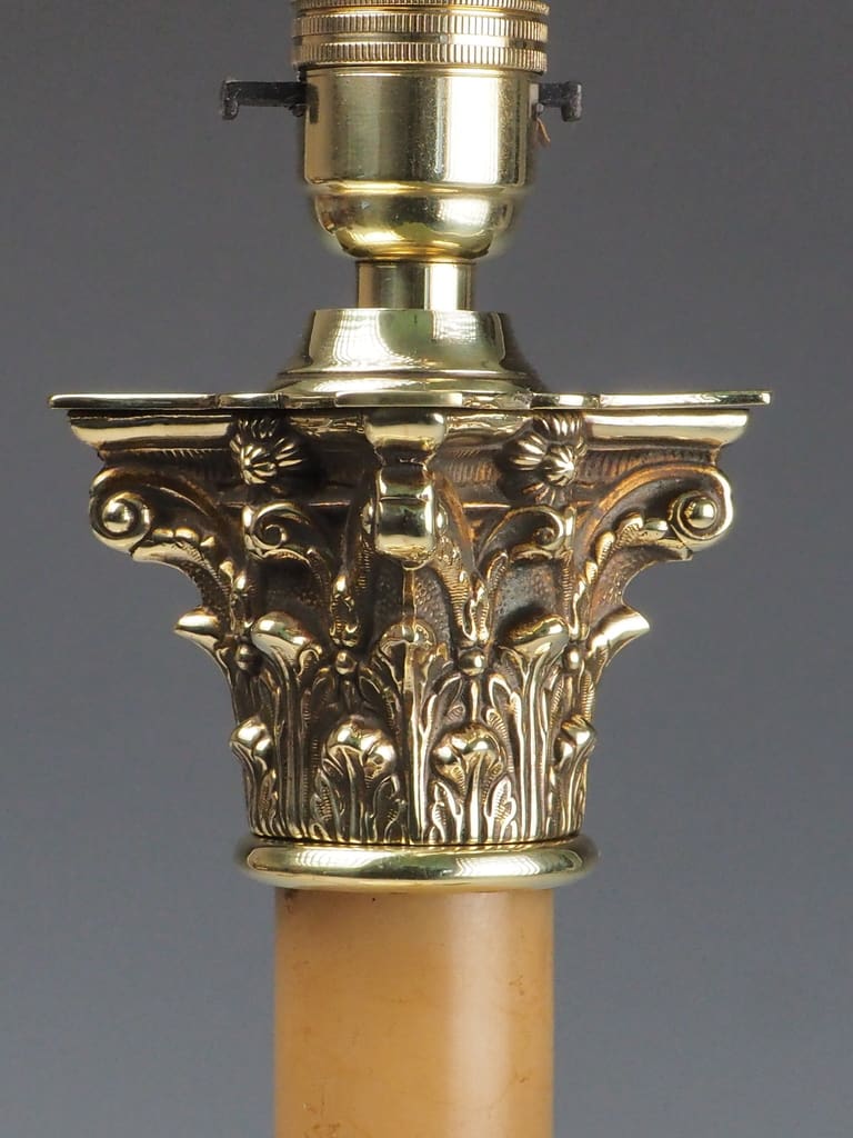 Antique Marble and Brass Corinthian Column Table Lamp I Lighting