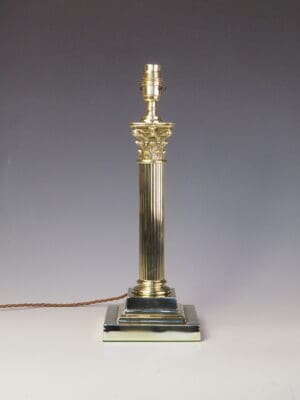 Antique Brass Corinthian Column Table Lamp