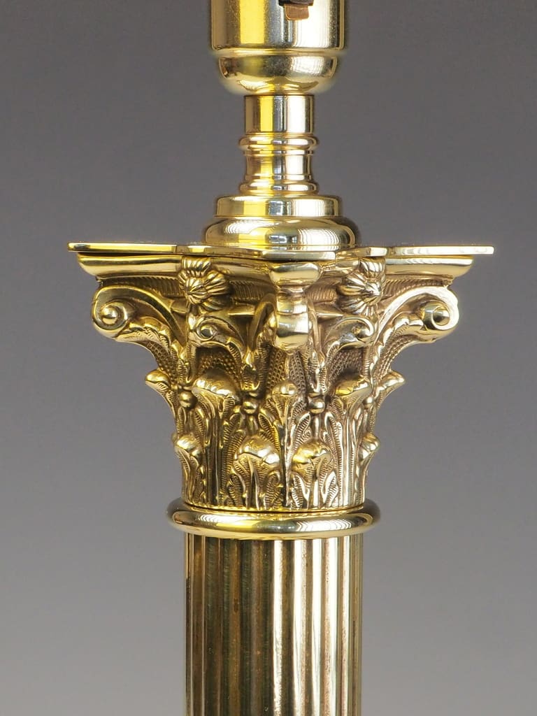 Antique Brass Corinthian Column Table Lamp