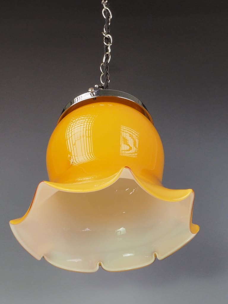 Vintage Yellow Petticoat Ceiling Pendant Light &ndash; Mid-Century Lamp