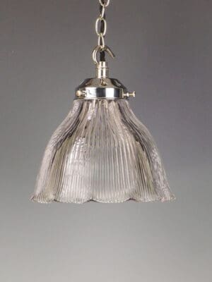 Original Holophane Pendant Ceiling Light – Vintage Industrial Glass Shade