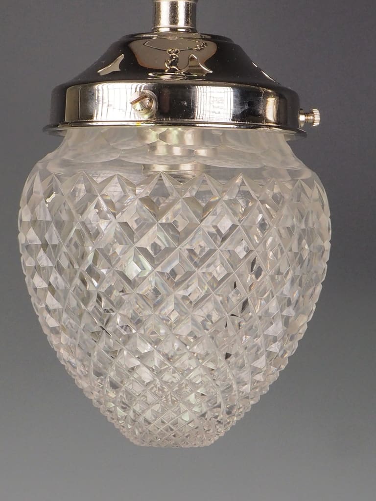 Set of 3 Edwardian Antique Cut Glass Pendant Lights &ndash; Elegant Vintage Ceiling Fixtures