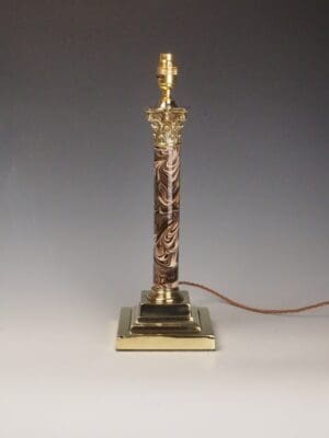 Antique Porcelain Corinthian Table Lamp with Marble Effect