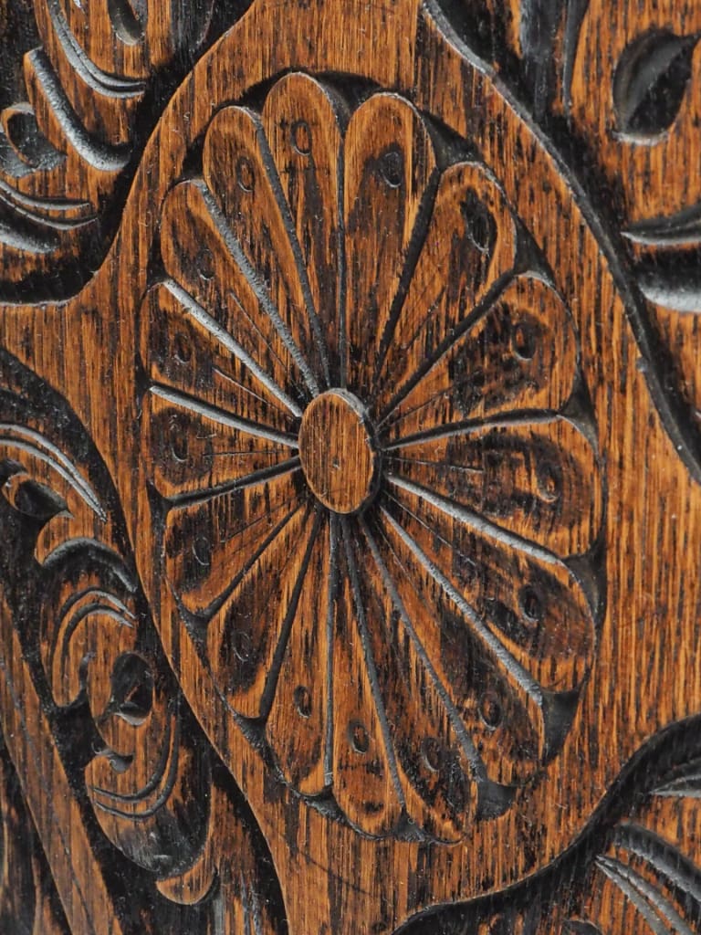 17th Century English Carved Oak Panel &ndash; Intricate Scrollwork Wall Decoration c.1640&ndash;60