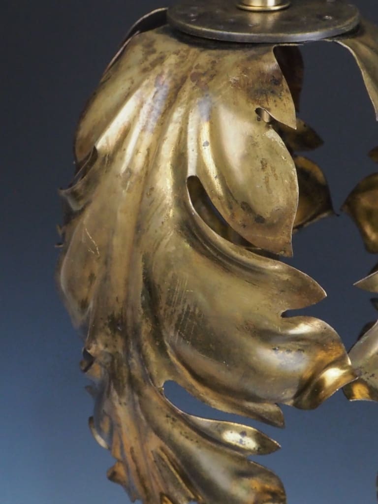 Hollywood Regency Gilt Leaf Pendant Light