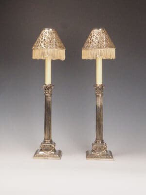 Antique Gorham & Martin Hall Silver-Plated Candle Holders – Neoclassical Lamps (c.1875–1890)