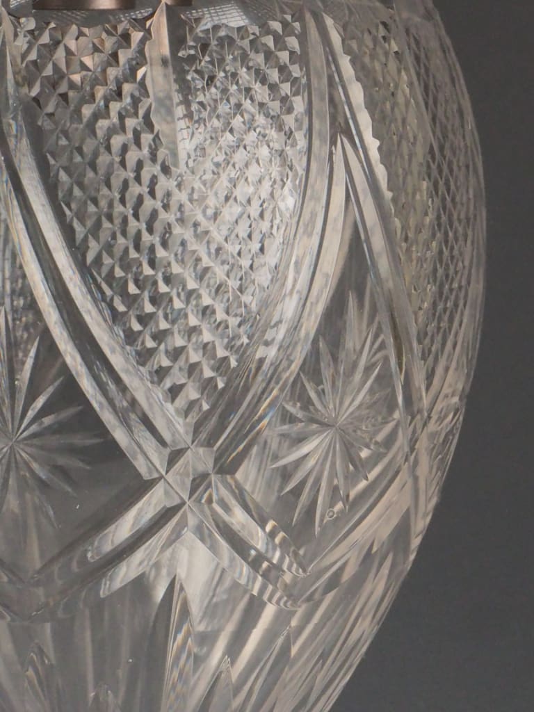 Antique Pendant Light with Cut Glass Crystal Globe & Copper Leaf Gallery