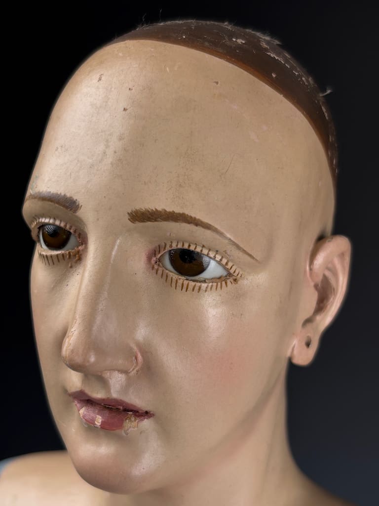 Mid-18th Century Italian Polychrome & Gesso Santos Figure (Female Saint)