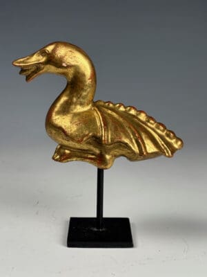 Antique Giltwood Mythical Duck Sculpture – Decorative Folk Art Figurine